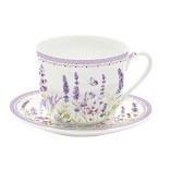 EASY LIFE porcelianinis puodelis su lėkštute ''Lavender field", 400 ml  | 1