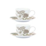 EASY LIFE porcelianinių puodelių su lėkštutėmis rinkinys "Botanica pink", 2 vnt., 110 ml  | 1