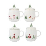 EASY LIFE porcelianinis puodelis su dangteliu ir sieteliu "Let it snow" 450 ml | 1