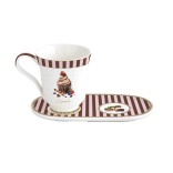 EASY LIFE porcelianinis puodelis su lėkštute "Sweet moments" 350 ml | 1