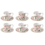 EASY LIFE porcelianinių espresso puodelių ir lėkštučių rinkinys "Chant des Roses" 6 vnt., 100 ml | 1