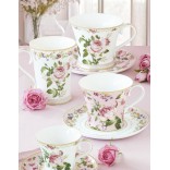 EASY LIFE porcelianinis puodelis su lėkštute "Chant des Roses", 200 ml  | 2