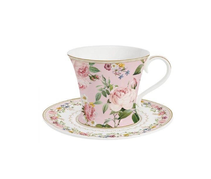 EASY LIFE porcelianinis puodelis su lėkštute "Chant des Roses", 200 ml  | 1