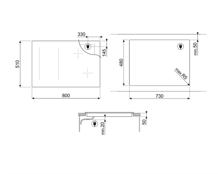 SMEG indukcinė kaitlentė SIM3844D  | 4