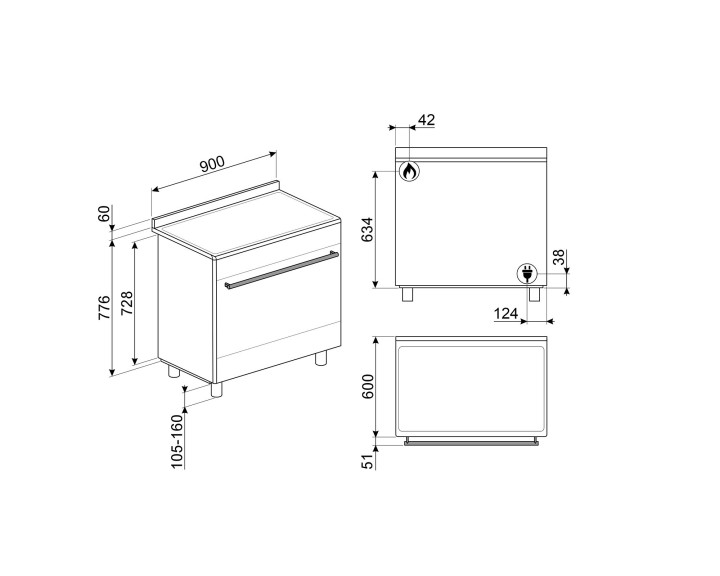 SMEG dujinė viryklė su elektrine orkaite CX90GM | 3
