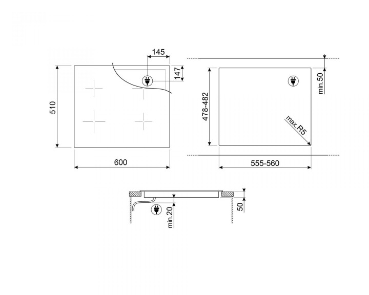 SMEG indukcinė kaitlentė SIM6644R  | 2