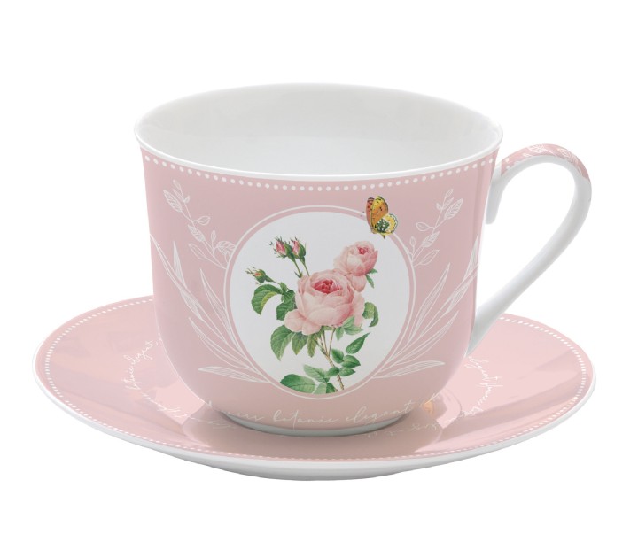 EASY LIFE porcelianinis puodelis su lėkštute "Royal Blossom", 400 ml  | 1