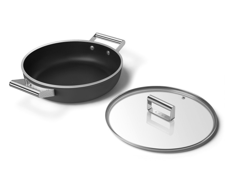 SMEG troškintuvas su dangčiu, juodos spalvos Ø 24 cm, 4,3 l | 2