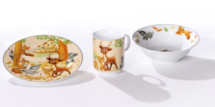 RITZENHOFF & BREKER porcelianinis vaikiškų indų rinkinys "Wald Tiere", 3 dalys  | 4