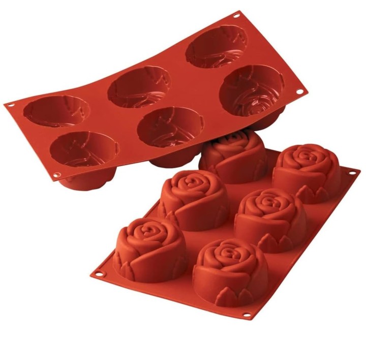 SILIKOMART silikoninė kepimo forma keksiukams "Rose SF077" 6 x 115 ml (viso: 690 ml) | 1