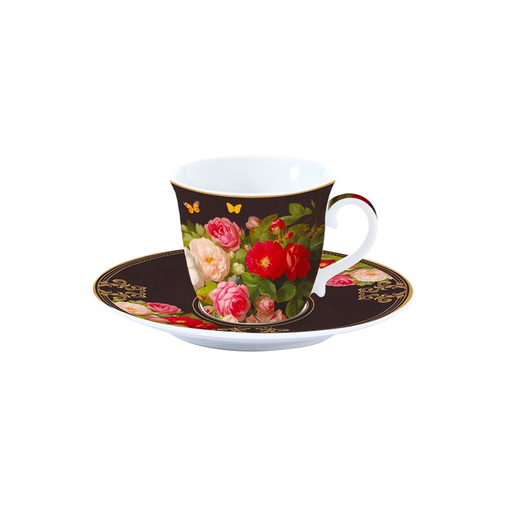 EASY LIFE porcelianinis puodelis su lėkštute "Victorian Garden", 200 ml  | 1