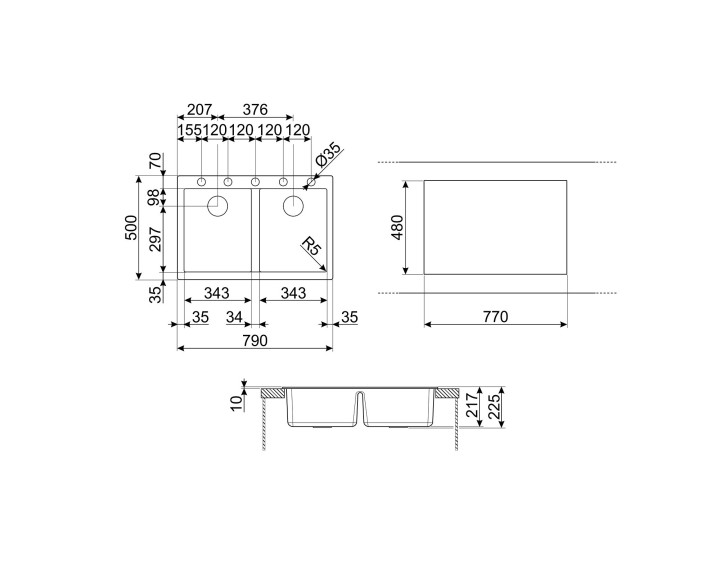 SMEG plautuvė VZ3434B  | 2