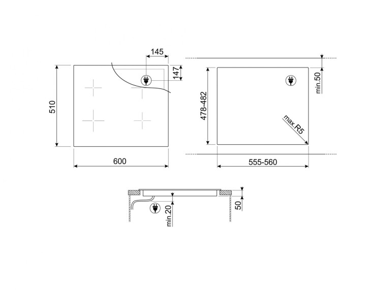 SMEG indukcinė kaitlentė SIB2641D  | 5