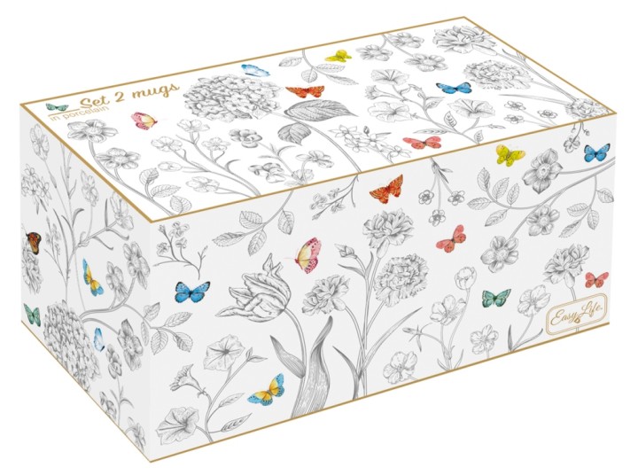 EASY LIFE porcelianinių puodelių rinkinys "Fleurs & papillons", 2 vnt., 300 ml  | 3