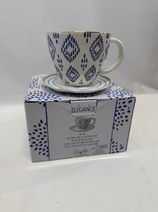 EASY LIFE porcelianinis puodelis su lėkštute "Elegance", 280 ml  | 2