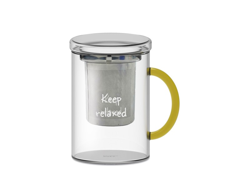 WD LIFESTYLE stiklinis puodelis su sieteliu "Keep relaxed", 420 ml  | 1