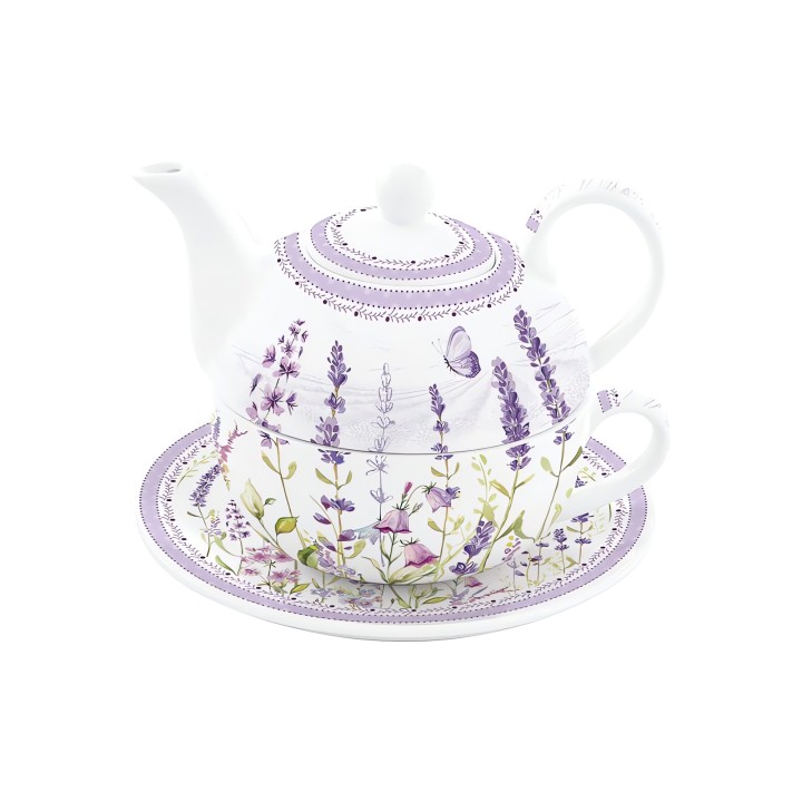 EASY LIFE porcelianinio puodelio ir arbatinio rinkinys "Lavender field", 350 ml  | 1