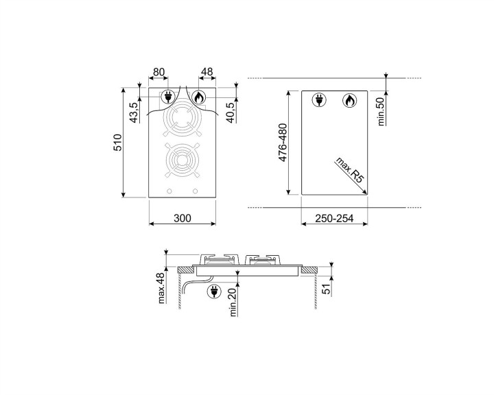 SMEG dujinė kaitlentė PV332CN  | 2