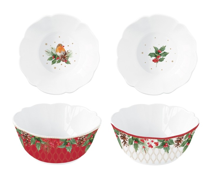 EASY LIFE porcelianinių dubenėlių rinkinys "Christmas berries" 2 vnt., Ø 14 cm | 1