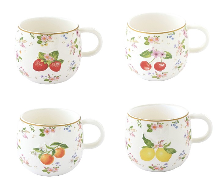 EASY LIFE porcelianinis puodelis "Fancy Fruit", 400 ml  | 1