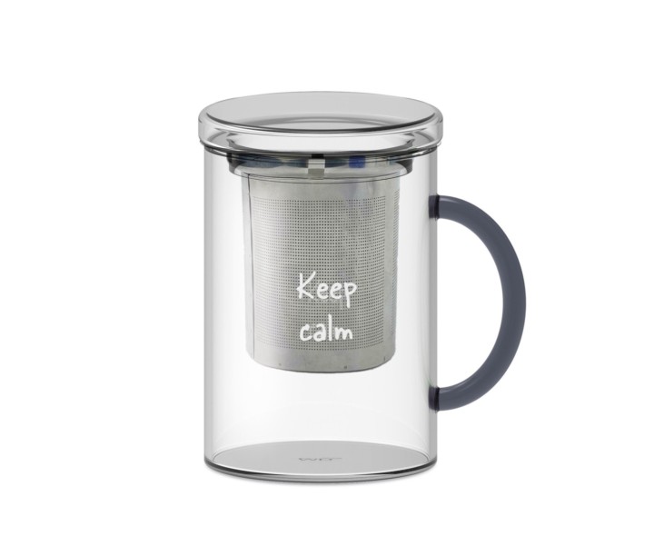 WD LIFESTYLE stiklinis puodelis su sieteliu "Keep calm", 420 ml  | 1