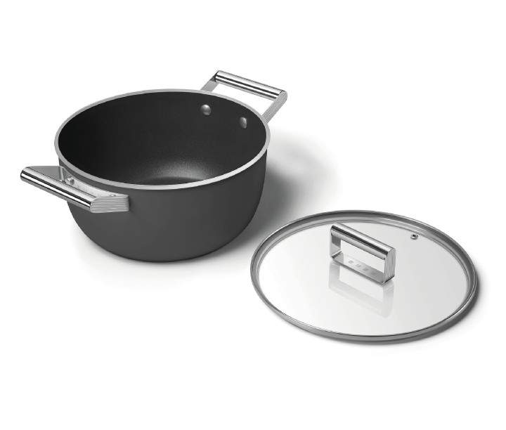 SMEG puodas su dangčiu, juodos spalvos Ø 24 cm, 5,4 l | 2