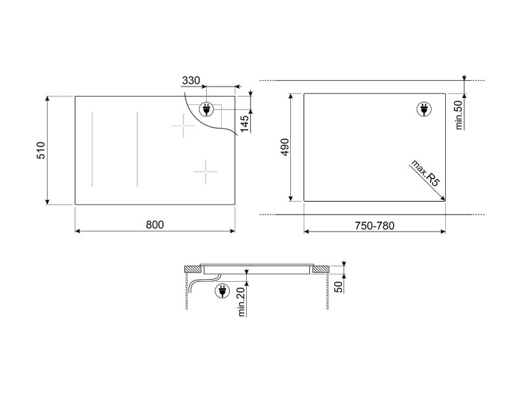 SMEG indukcinė kaitlentė SIM3864D  | 4