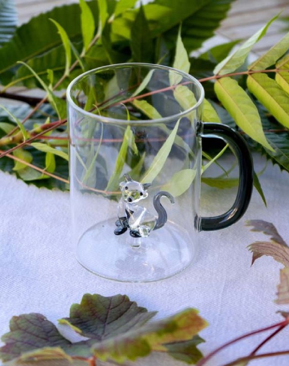 WD LIFESTYLE stiklinis puodelis su fiūrėle "Cat", 420 ml  | 2