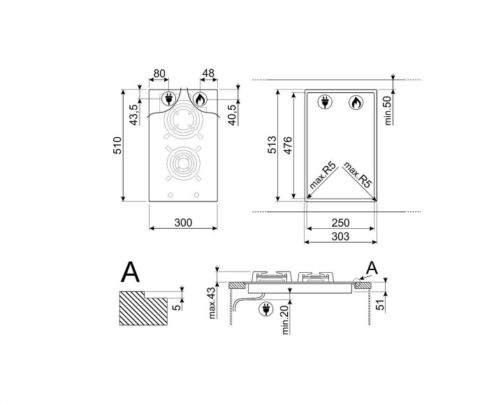 SMEG dujinė kaitlentė PV332CN  | 3