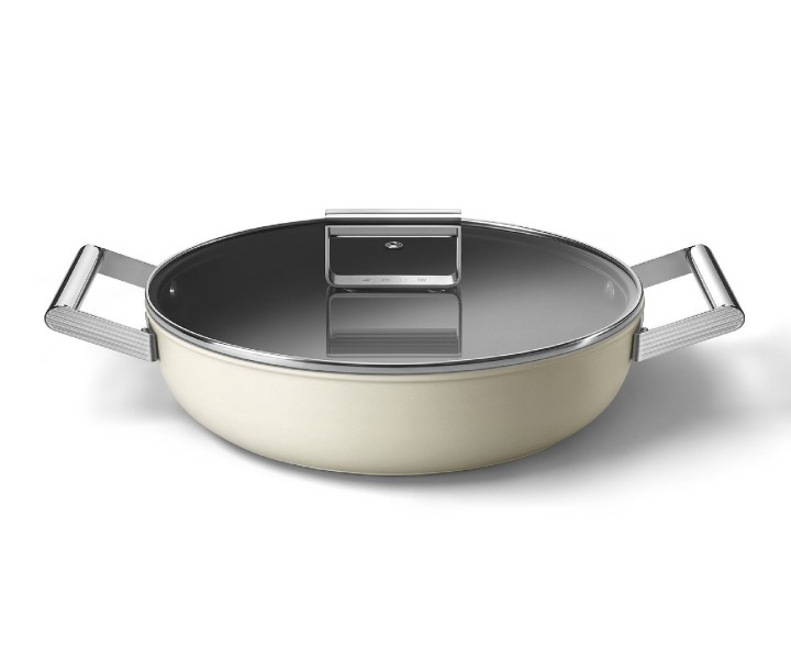 SMEG troškintuvas su dangčiu, kreminės spalvos Ø 24 cm, 4,3 l | 1