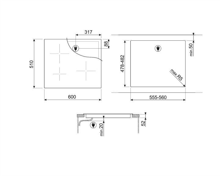 SMEG indukcinė kaitlentė SI2641D  | 5