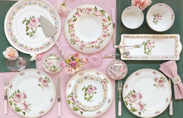 EASY LIFE porcelianinių lėkščių rinkinys "Chant des Roses" 4 vnt., Ø 19 cm | 2