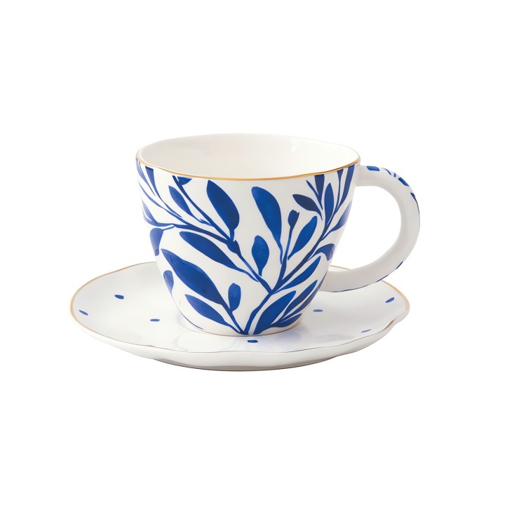 EASY LIFE porcelianinis puodelis su lėkštute "Elegance", 280 ml  | 1