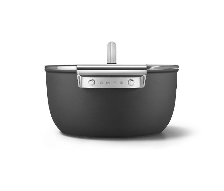 SMEG puodas su dangčiu, juodos spalvos Ø 24 cm, 5,4 l | 3