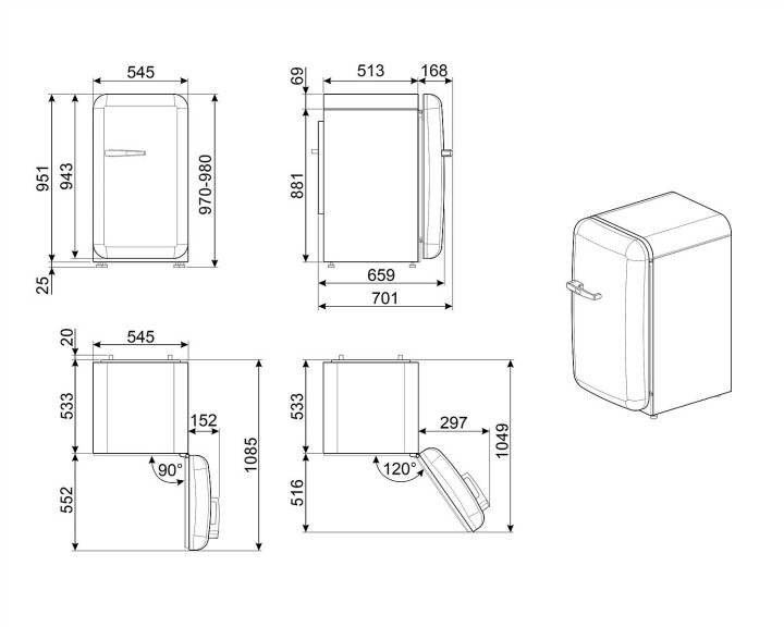 SMEG šaldytuvas FAB10RCR5  | 8