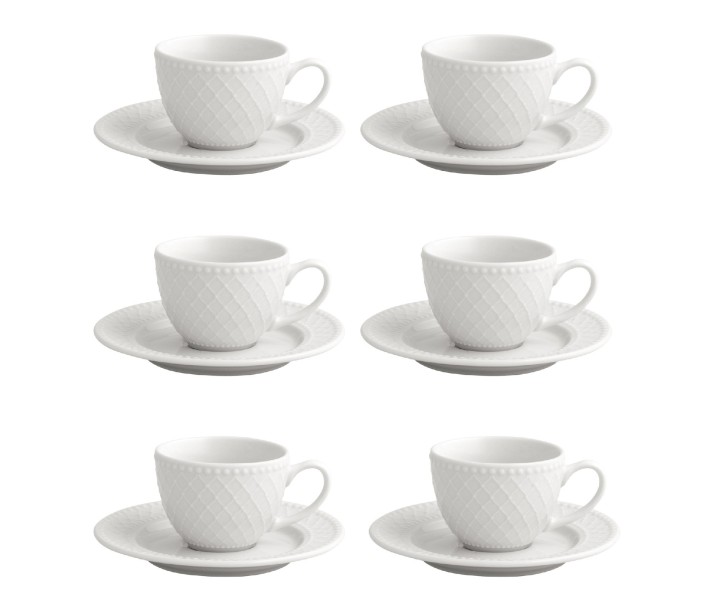 BRANDANI porcelianinių puodelių su lėkštutėmis rinkinys "Burlesque" 6 vnt., 50 ml | 1