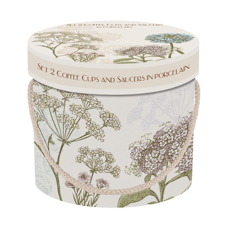 EASY LIFE porcelianinių puodelių su lėkštutėmis rinkinys "Botanica pink", 2 vnt., 110 ml  | 2